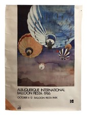 1986 Albuquerque International Balloon Fiesta Vintage Poster 27 x 21"