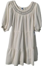 Old Navy Women's Dress Size Medium White Smocked Boho Embroidered Mini Lined NWT