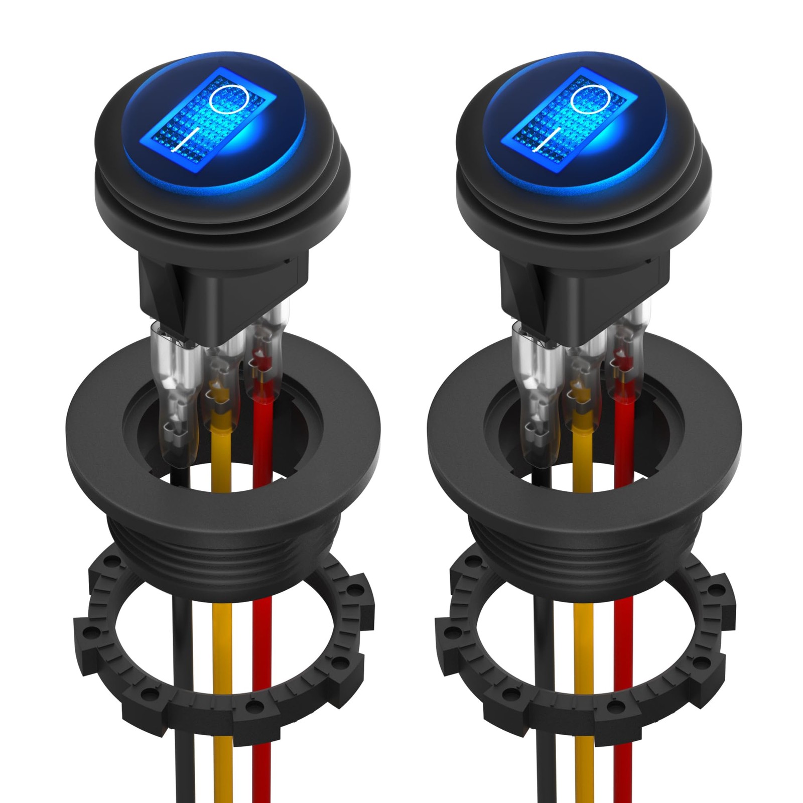 DaierTek UL Listed Waterproof Round Rocker Switch with Shell 12V Blue LED Roc...