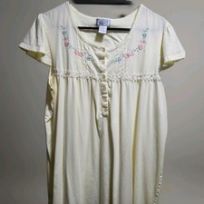 Jennifer Moore Vintage-style Nightgown Cotton yellow Floral Embroidered