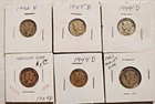 Lot of 6 Mercury Dimes various Dates  90% Silver Nice coins Look