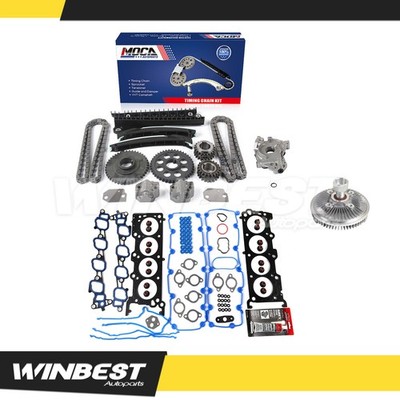Fit Ford E-350 Super Duty Head Gasket Set Timing Chain Kit Oil Pump Fan Clutch