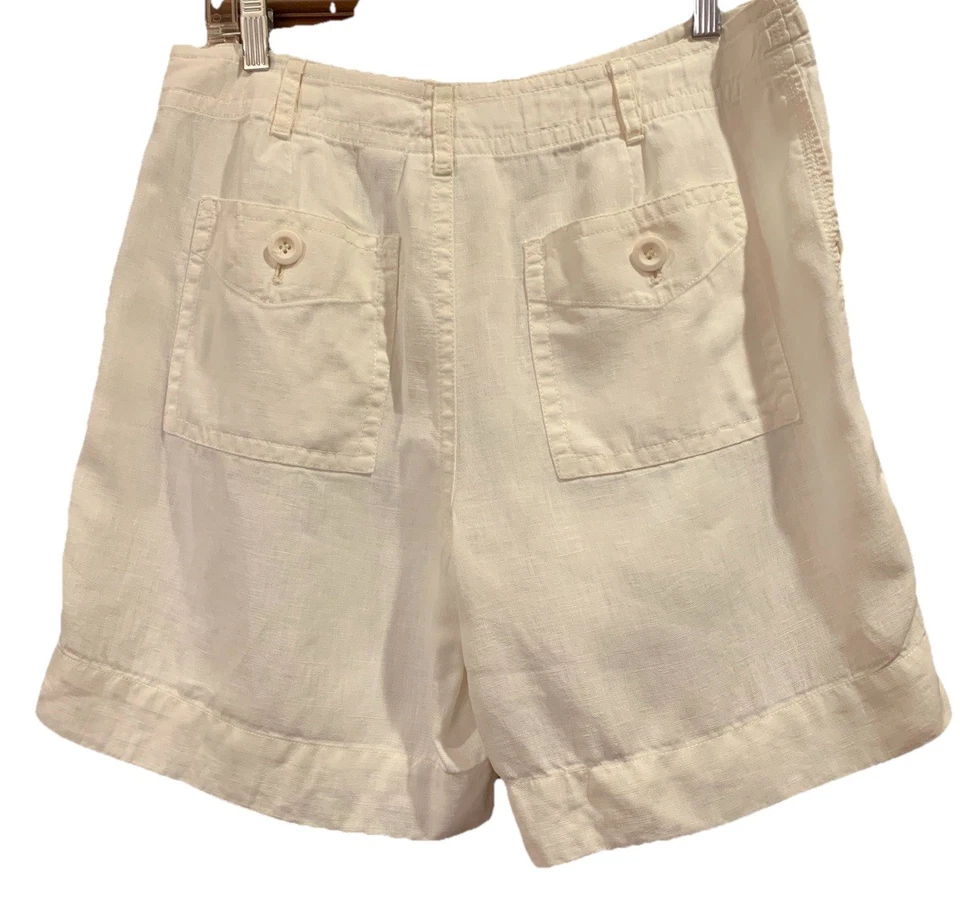 Pantalones Cortos Liz Claiborne Marfil Lino Talla 8 Clásicos Transpirables Ligeros Cuatro Bolsillos Foto 3 de 4