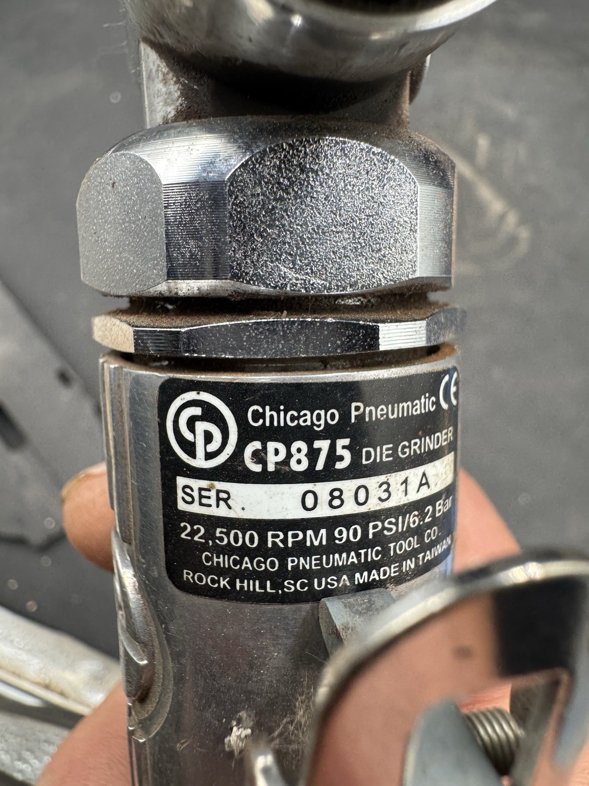 Chicago Pneumatic Air Angle Die Grinder 22,500 RPM, CP875 Needs Rebuilt