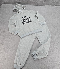 Two-Piece Kids Size 7-8 Year Gray Sweatsuit Graphic Hoodie YES I Know I Look.. 