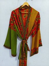 Ankle Length Silk Kimono Robe Summer Wear Soft Bathrobe Free Size Gown L-401