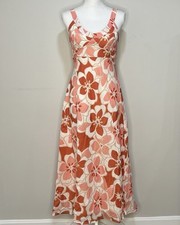   Carole Little  Pink And White Floral Scoop Neck Maxi Dress Summer/Spring