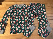 Mini Boden 152 12 Green Santa Father Christmas Pajamas 2 piece Set cotton