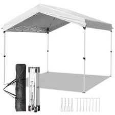 Aoodor 10'x10' Pop Up Canopy Tent with Roller Bag Portable Oxford Shade White