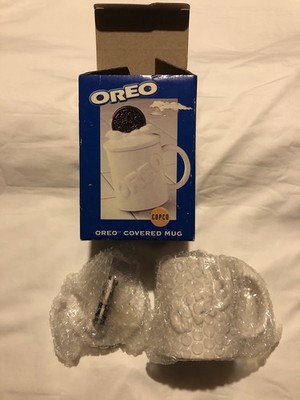 RARE 1998 OREO covered mug by copco New in Box Milk & Cookies nabisco glass 