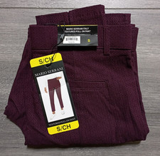 Mario Serrani Textured Pull On Pant Womens Small Burgundy Ankle