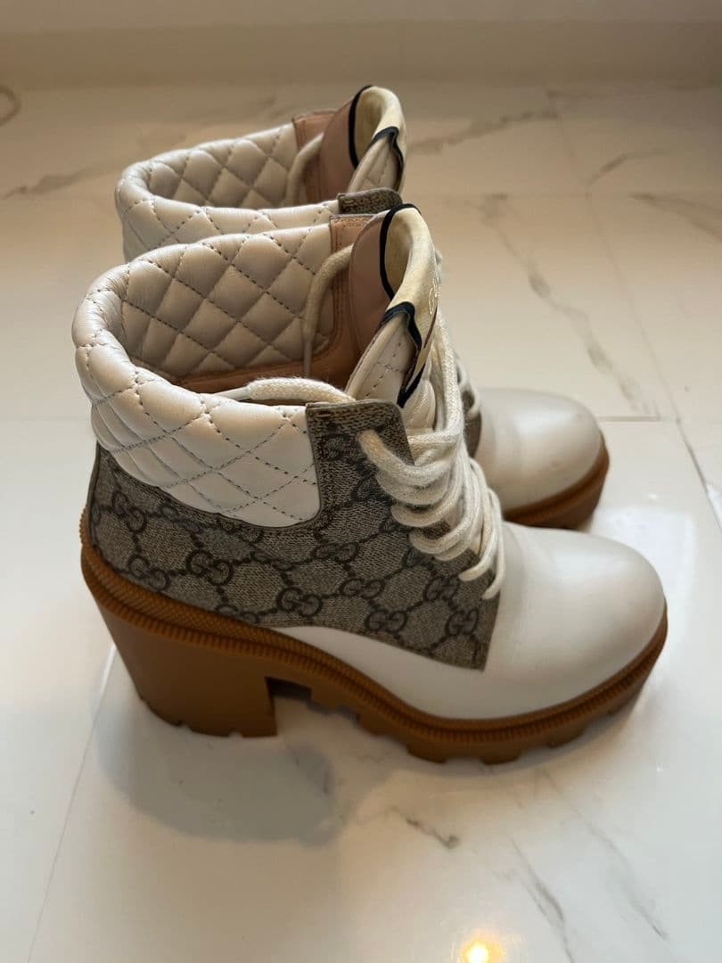 Gucci Quilted Boots White With GG Pattern Size 35.5 US About5.5 For Women thumbnail 10