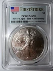 2016 PCGS MS70 $1 AMERICAN SILVER EAGLE - 30TH ANNIVERSARY - FIRST STRIKE