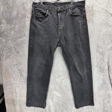 Vintage Levis 501 Jeans Mens Black Made In USA Button Fly Straight Fits 34x28