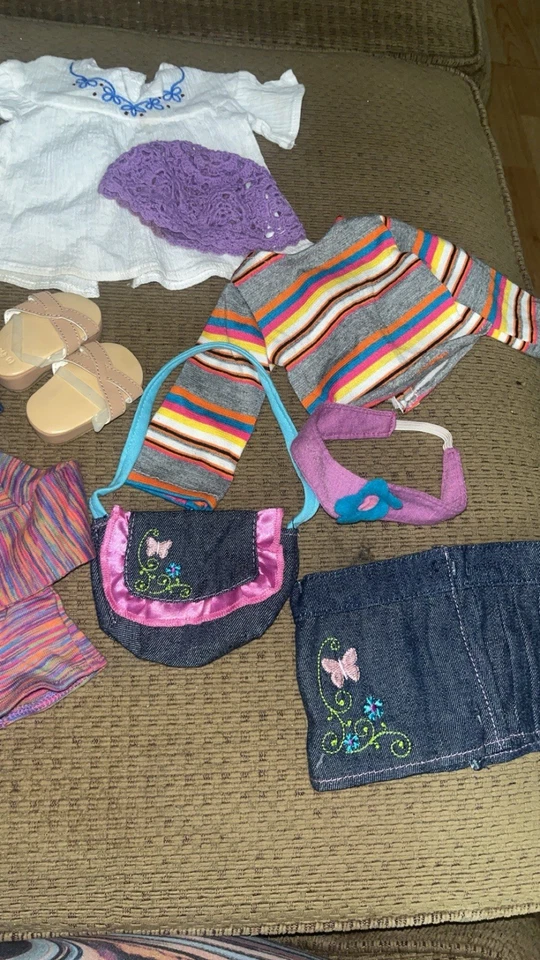 American Girl Julie Meet 1ª Blusa Jeans Top Sandálias Chapéu Bolsa Livro Cinto ++ LOTE - Imagem 3 de 4