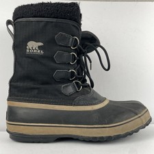 Sorel WaterProof Rain Boots Black Ripstop Lace Up Lined Duck - Mens Size 10