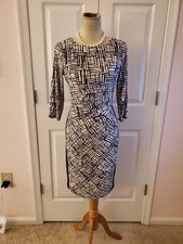 Lauren Ralph Lauren Women's Black/White Geometric Print Sheath Dress (Size 8)
