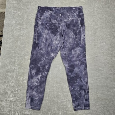 Lululemon Align Pants Womens 14 Tie Dye High Rise Ankle Leggings Pockets Yoga