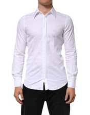 Dolce & Gabbana White Cotton MARTINI Paisley Jacquard Men's Shirt