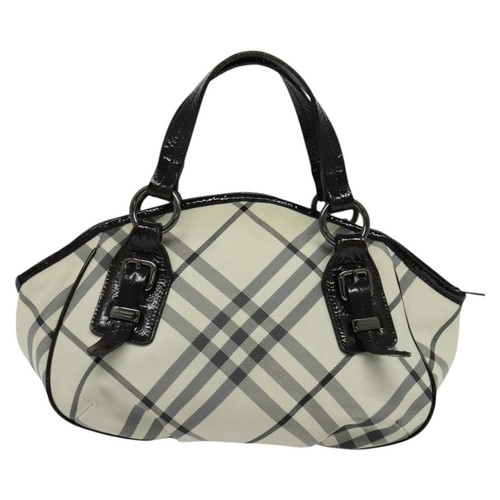 Burberry Nova Check Blue Label Handtasche Canvas 2-Wege weiß silber authentisch bs27158 - Bild 3 von 21