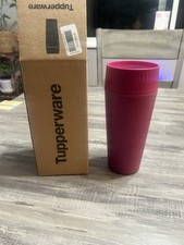 Bicchiere da viaggio Tupperware isolato per bevande calde/fredde con coperchio NUOVO in scatola