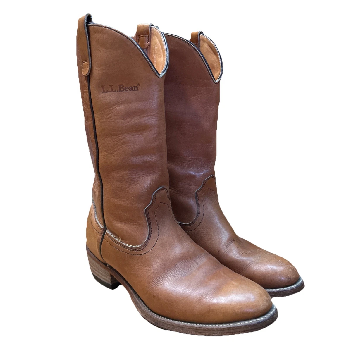 L.L. Bean Mens Vintage Distressed Brown Leather Boots Size 10.5 W Made In Canada LL Bean Men main image 2