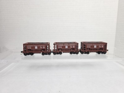 3 Linked N Scale Atlas Santa Fe ATSF 7941382 70 Ton Ore Car W/Loads MTL Trucks