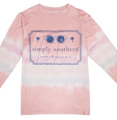 SIMPLY SOUTHERN SUNGLASSES BEACH RASH GUARD LONG SLEEVE SOFT STRETCH T-SHIRT NWT