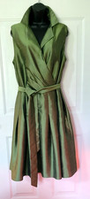 Eliza J Beautiful Green Lined Sleeveless Below-Knee Dress/Tie - Size 16W - VGC