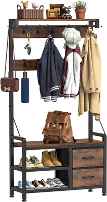 Lulive Hall Tree, 31.5  Entryway Bench with Coat Rack Freestanding, 5 in 1 Intel