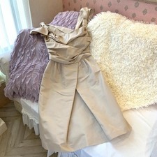 Prada Silk Blend Dress with Shoulder Ribbon Beige Size 40 Used Japan
