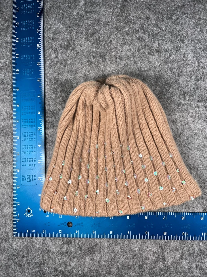 GMA Accessories Beanie Toque Women One Size Beige Knit Wool Blend Sequin Ski - Image 3 of 4