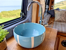 Painted Blue Steel Bowl Sink Campervan Tiny Home Vanity Basin 24cm