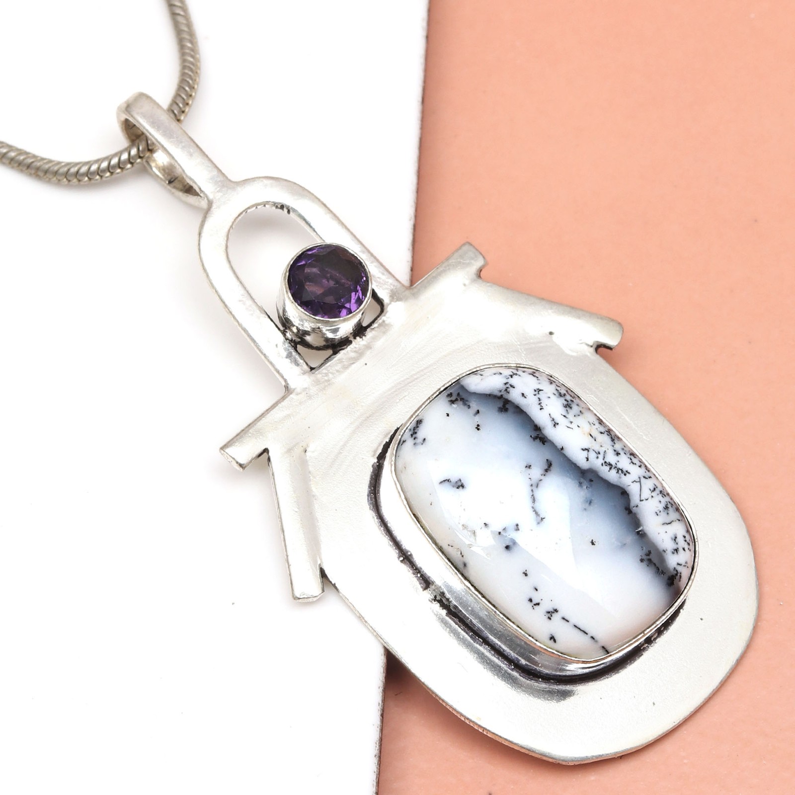 Opal Pendant Gemstone Silver 2.5