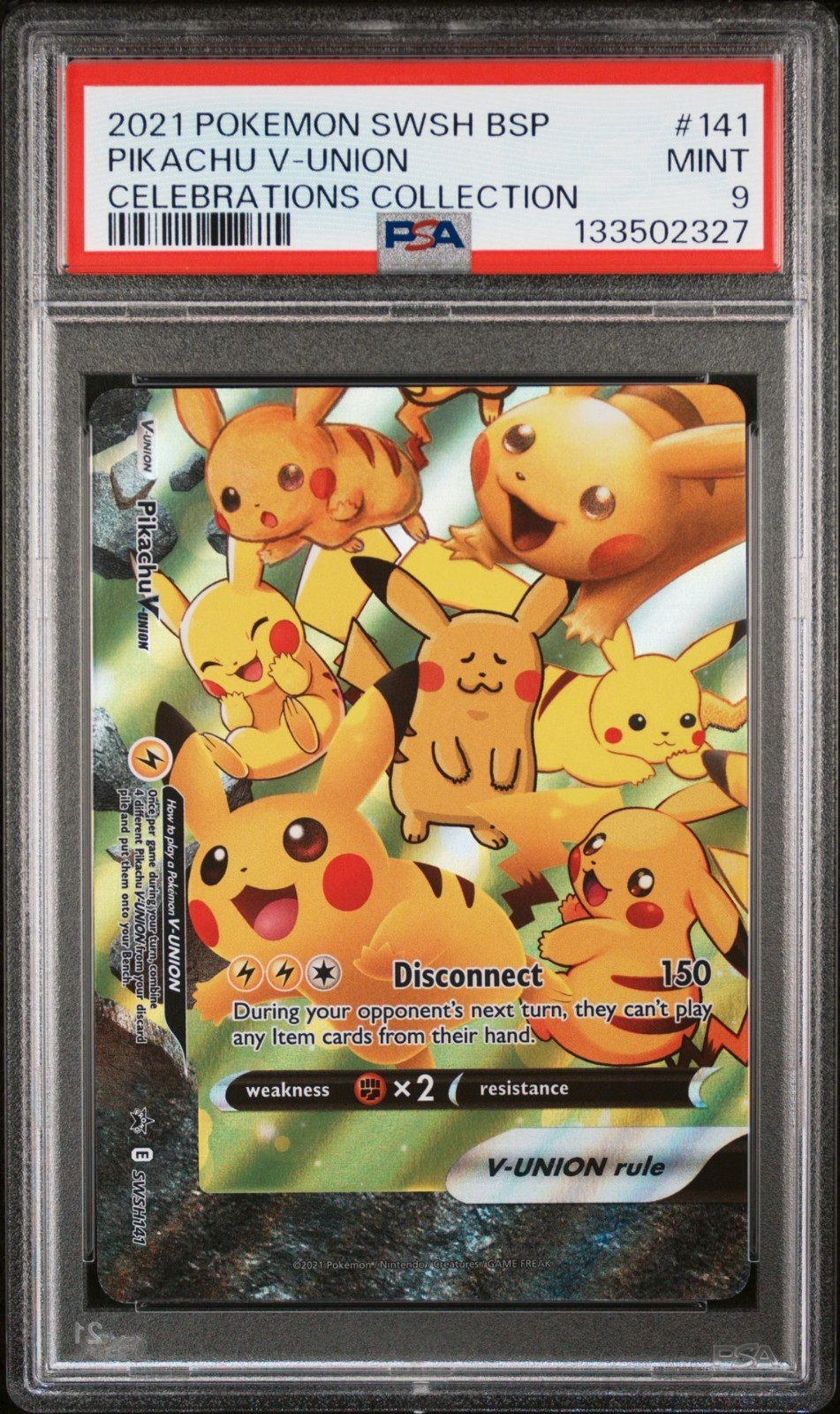2021 POKEMON SWSH BLACK STAR PROMO #141 PIKACHU V-UNION PSA 9 view 5
