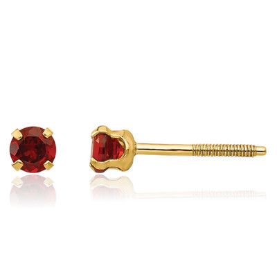 14K massives Gelbgold 0,32 ct roter Granat mittlere Ohrstecker 6 mm 1/4 Zoll