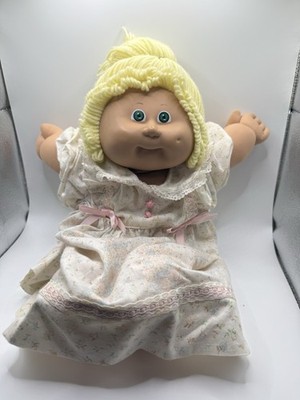 VINTAGE 1983 Cabbage Patch Kid Doll  HM#8 Coleco Yellow Yarn Hair Green Eyes