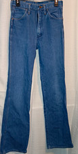 VTG 70s Wrangler No Fault Jeans 29x36 Made in USA Dark Wash Rare Long Inseam