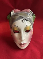 Clay Art Mask Woman w/Flamingo Headpiece Vintage 1988
