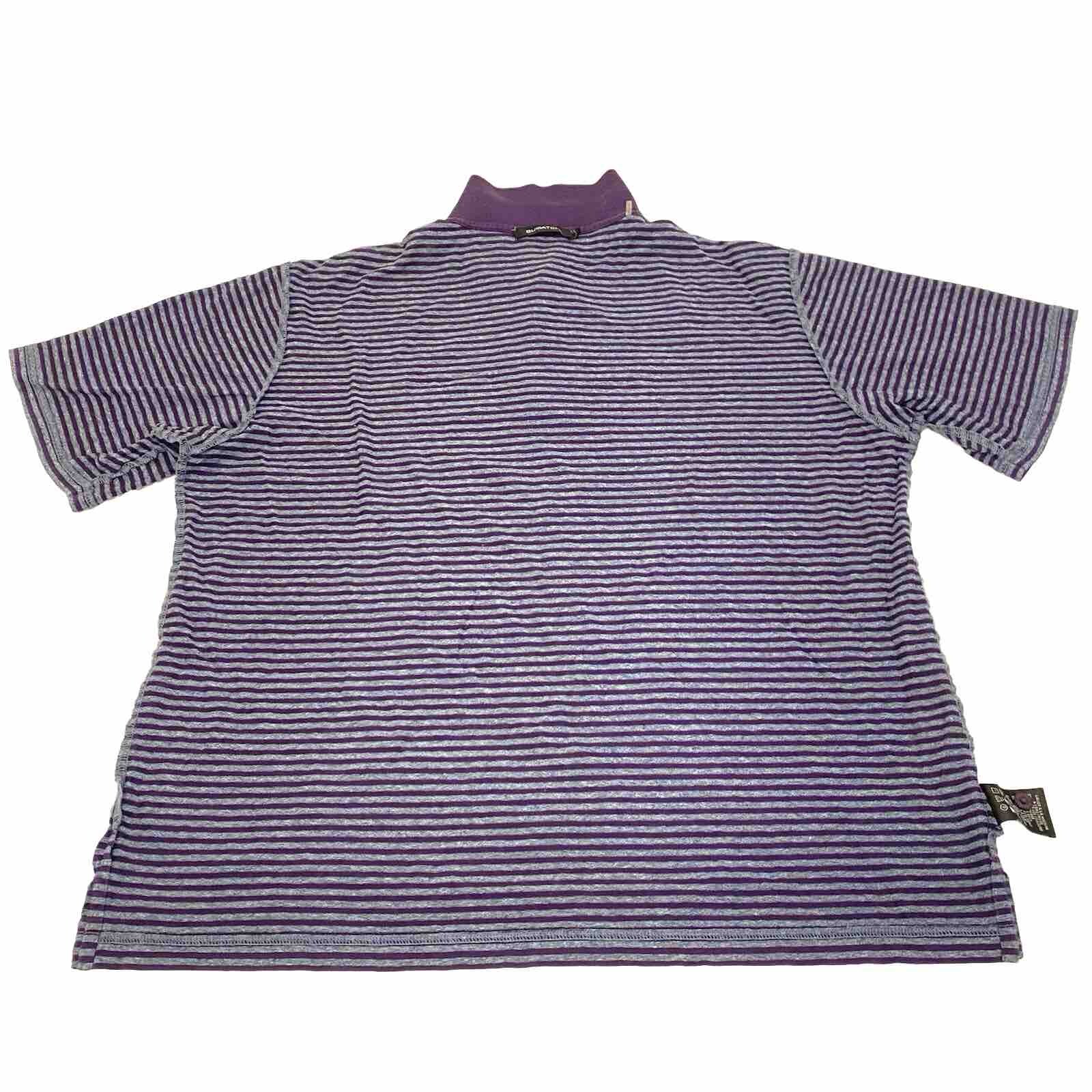 Bugatchi Performance Tech Purple Gray Stripe Polo… - image 6