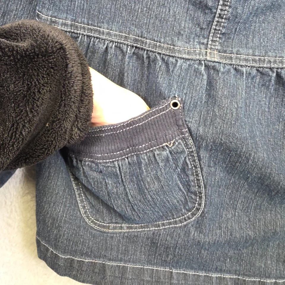 Chaqueta Avenue para mujer talla grande 18/20 azul a presión con capucha denim lavado oscuro relajado Foto 4 de 4