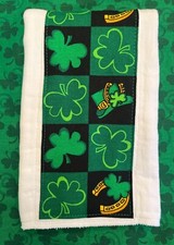 Handmade St. Patrick's Day Diaper Burp Cloth Green Shamrocks Baby Toddler Green