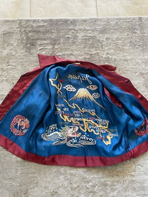 Vtg Japanese Souvenir Satin Rayon Embroidered Shirt Jacket