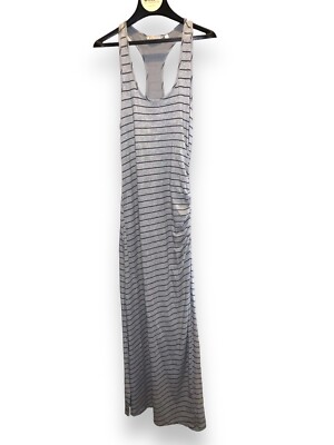 racerback ruched maxi dress Alternative Earth Women's M Heathered Gray Racerback Ruched Side Slit Maxi Dress