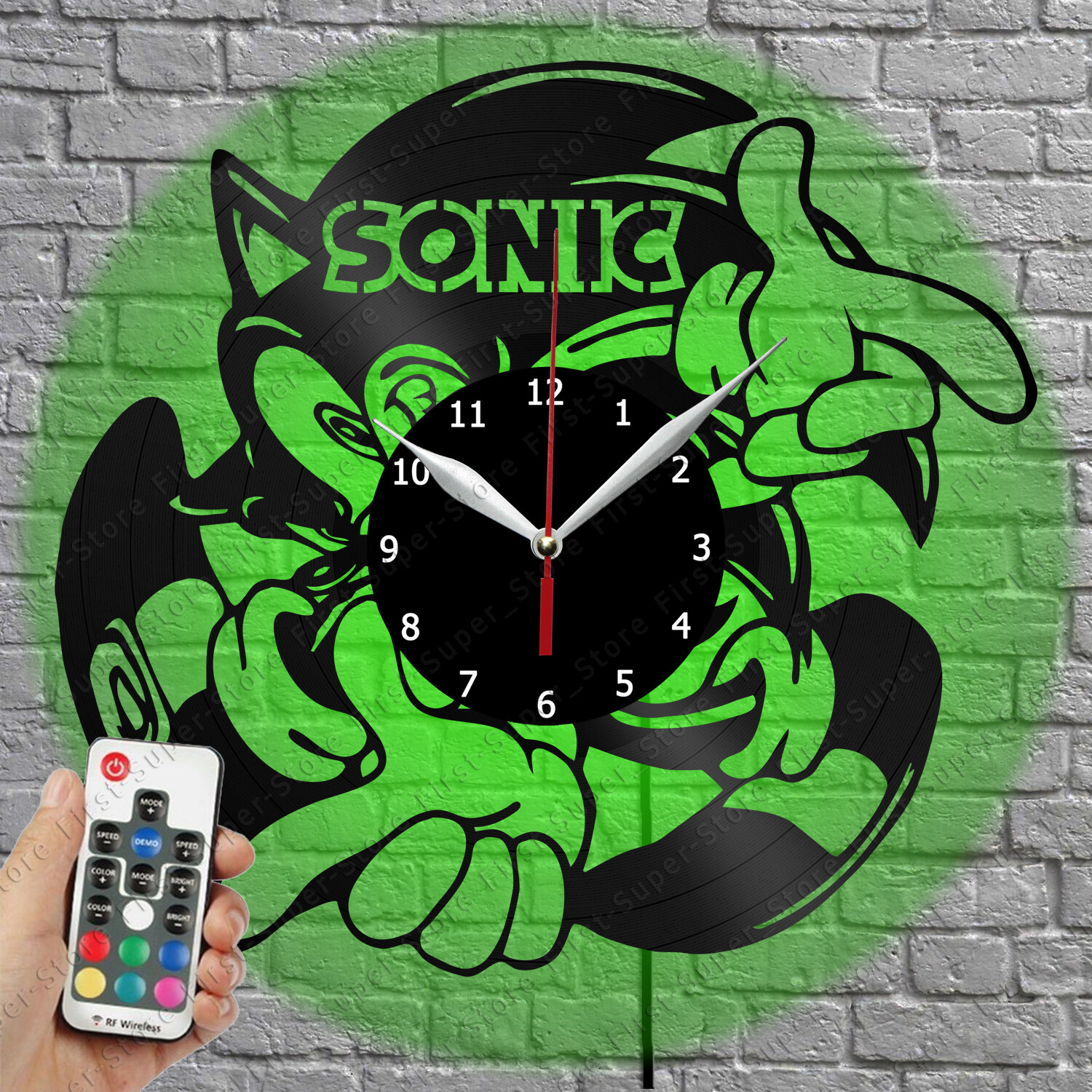 LED Vinyl Record Wall Clock with Sonic Design and LED Light 1311