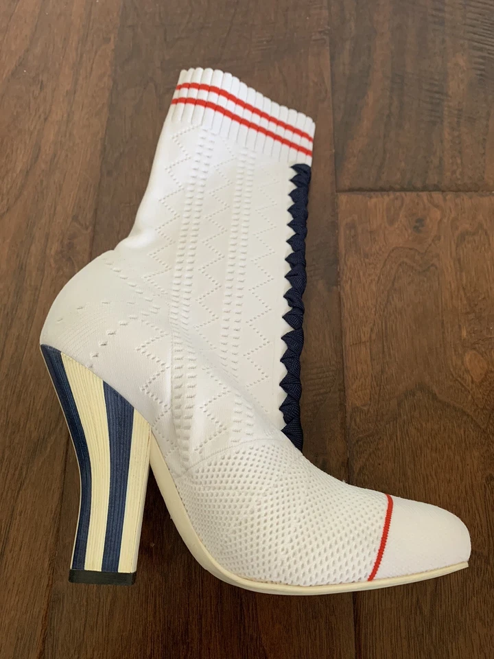 Botines Calcetines FENDI Rockoko Blanco y Azul Emily In Paris - Talla 36 Foto 2 de 4
