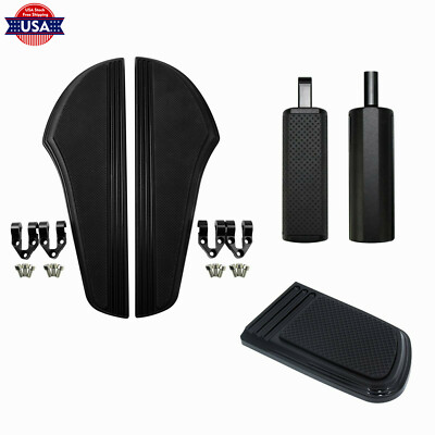Defiance Black Driver Floorboards Passenger Footpegs Pedal Cover Fit For Harley