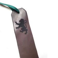 Lion Rampant Design Leather Bookmark, Engraved Personalization, Bookmark Gift