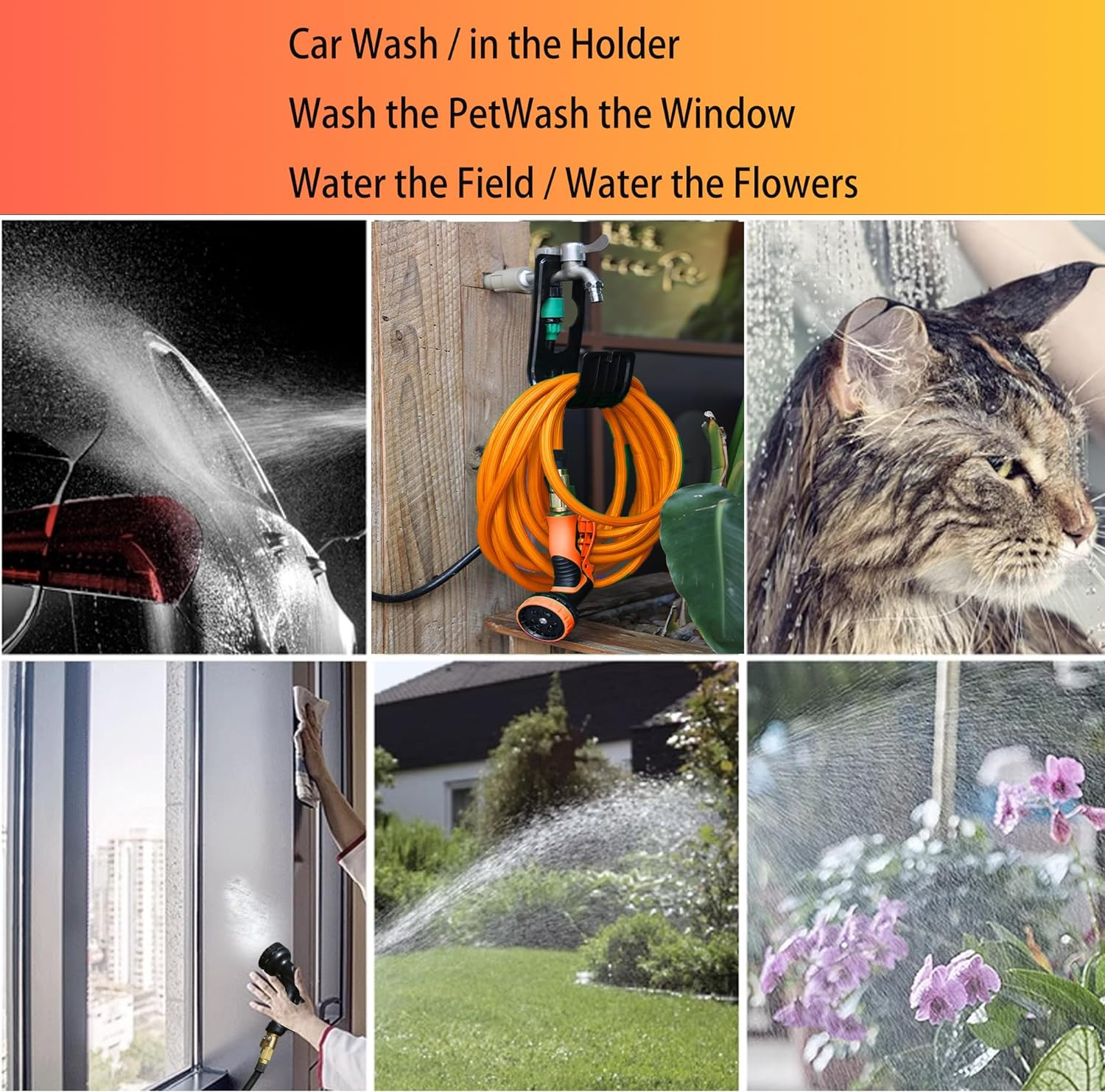Expandable 100Ft Garden Hose with 10 Function Spray Nozzle, Nano Rubber Latex Hi