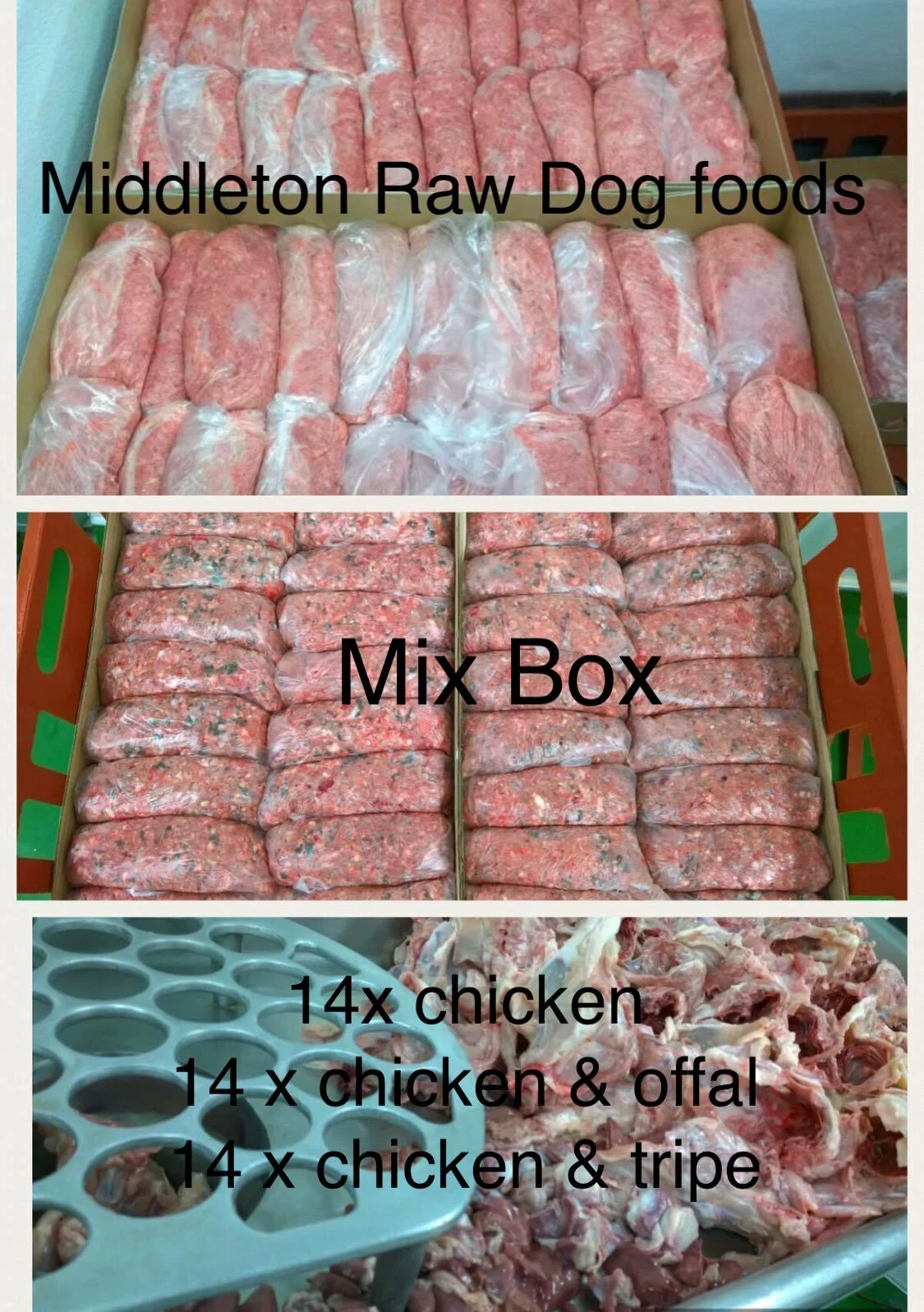 Mix Box Frozen Dog Food 42x 500g chubs 21kg box. BARF RAW DIET delivered
Opens in a new window or ta